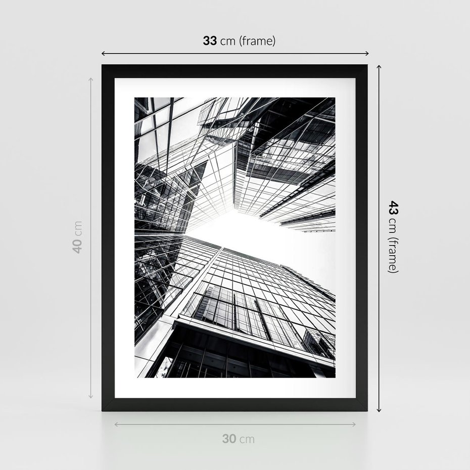 Plakat w ramie 30x40 - Wznoszący się Wysoko - architektura, wysoki wieżowiec - rama czarna