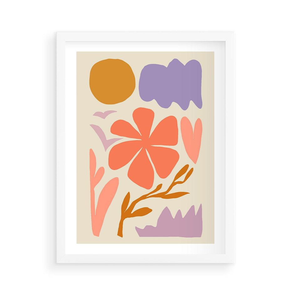Plakat w ramie 50x70 - Nowoczesne Światło - abstrakcyjny obraz, pastelowe kolory - rama biała