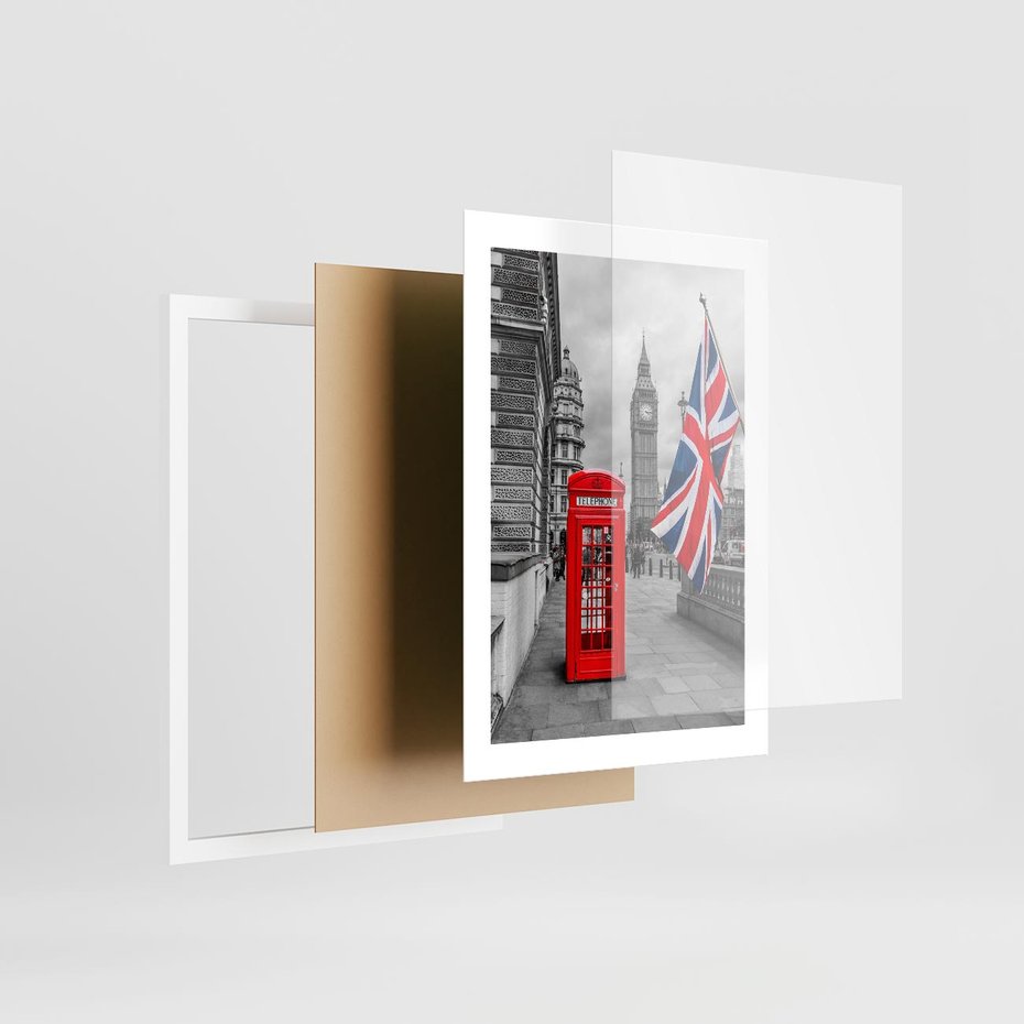Plakat w ramie 30x40 - Londyńska Budka przy Big Benie - Londyn, budka - rama biała