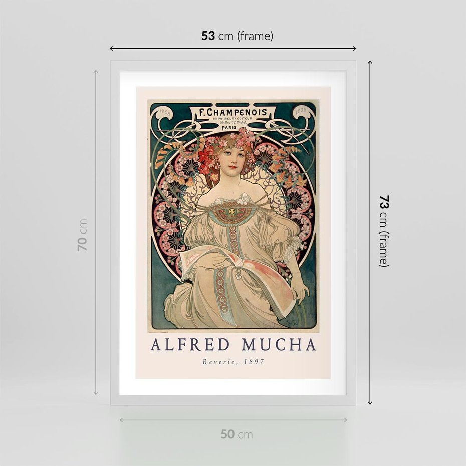 Plakat w ramie 50x70 - Piękno Art Nouveau - plakat, obraz - rama biała
