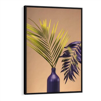 Obraz w ramie 50x70 - Delikatne Piękno - palma, pastele - rama czarna