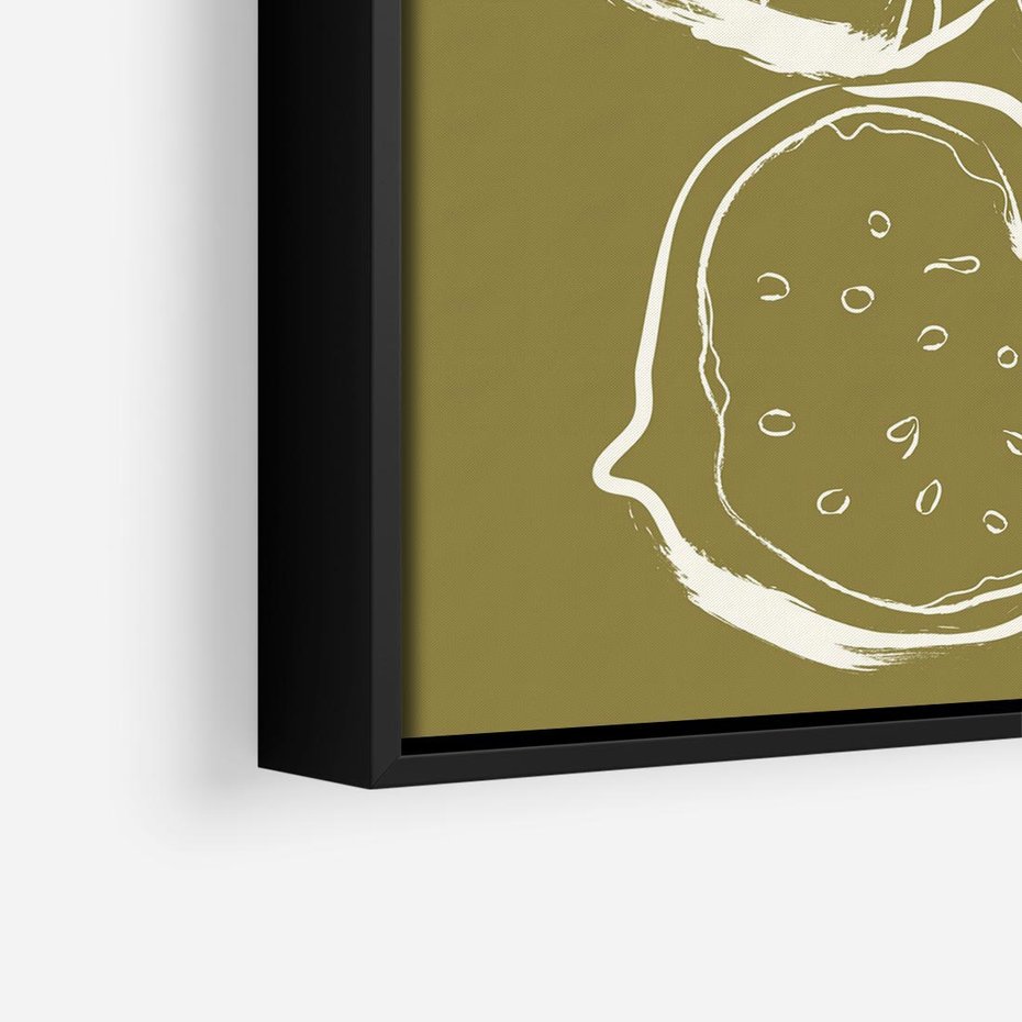 Obraz w ramie 50x50 - Podróżne Barwy - figi, minimalistyczny styl - rama czarna