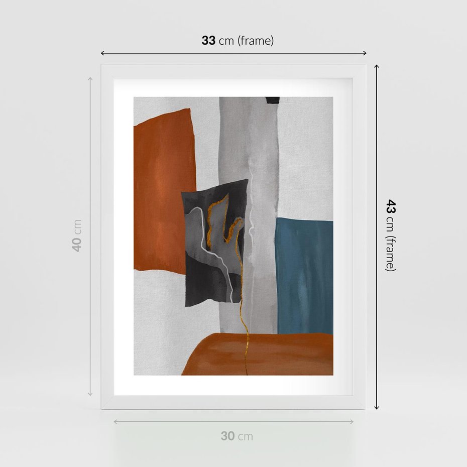 Plakat w ramie 30x40 - Nowoczesna geometria - nowoczesny, geometryczny - rama biała