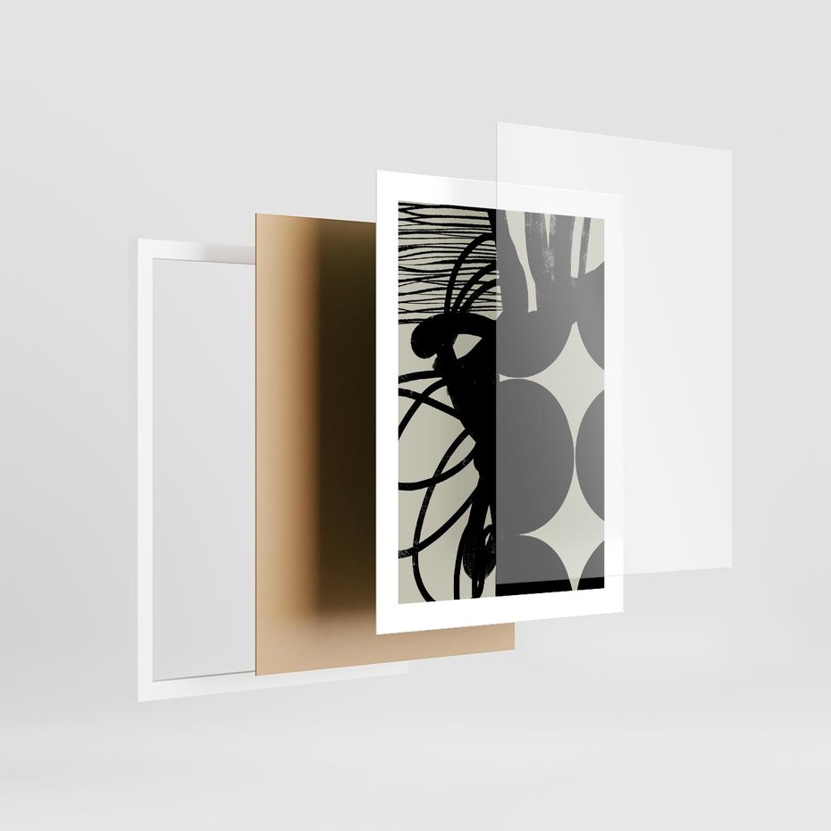 Plakat w ramie 30x40 - Modernistyczne Refleksje - abstrakcja, mroczny klimat - rama biała