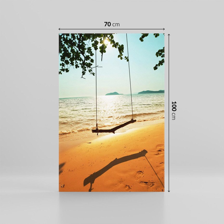 Obraz na płótnie 70x100 - Tropikalna plaża i huśtawka - plaża, tropiki