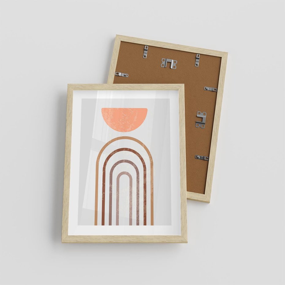 Plakat w ramie 30x40 - Geometryczny Blask Złota - grafika, złoto - rama drewno