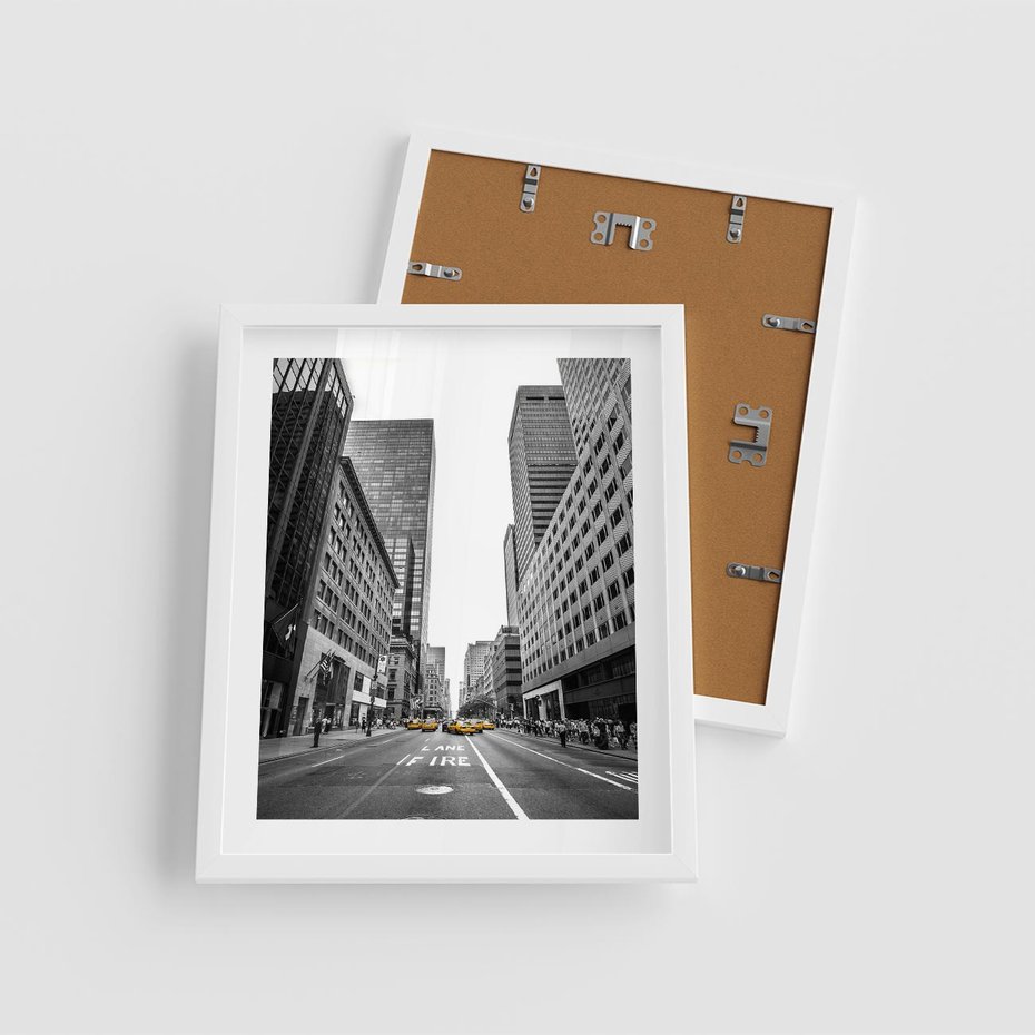 Plakat w ramie 40x50 - Ulica Nowego Jorku - ulica, Nowy Jork - rama biała