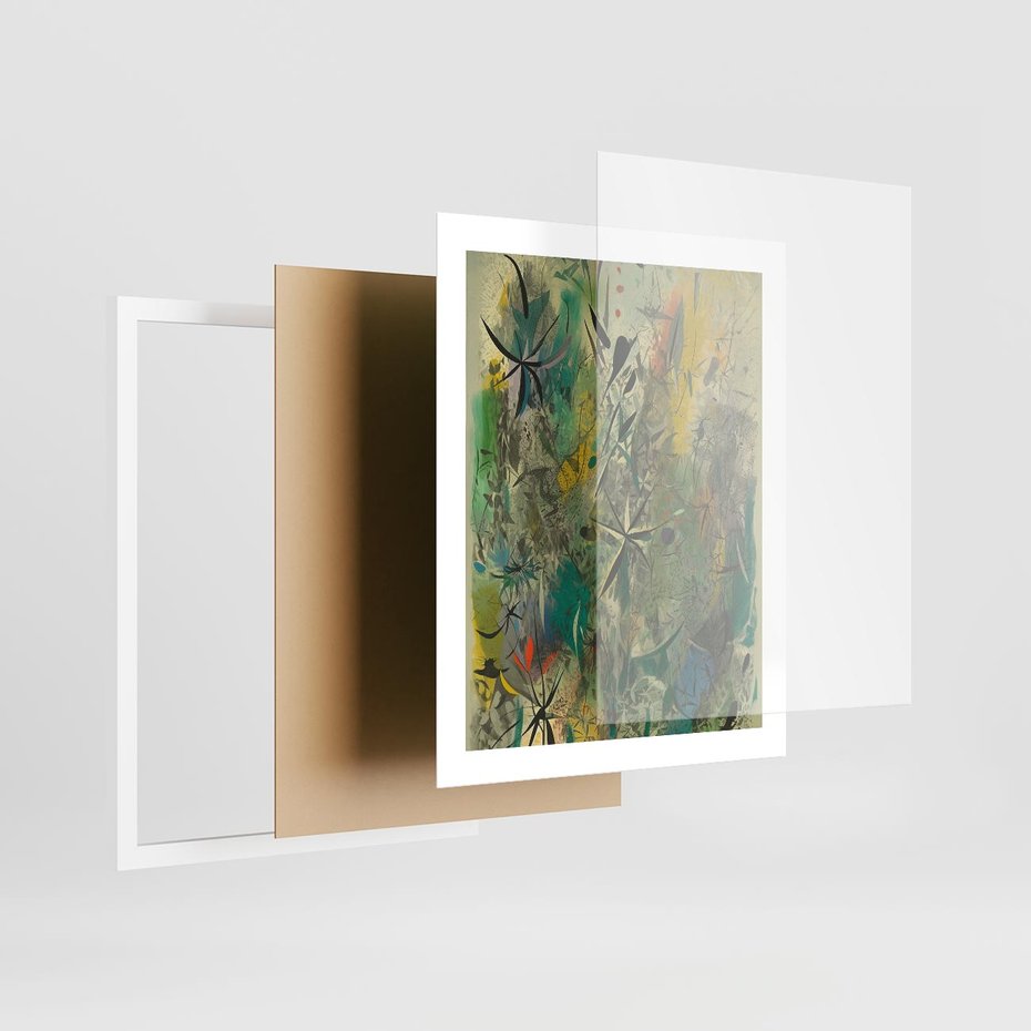 Plakat w ramie 40x50 - Tajemnicze Konstrukcje Form - abstrakcyjny obraz, mnogość kolorów - rama biała