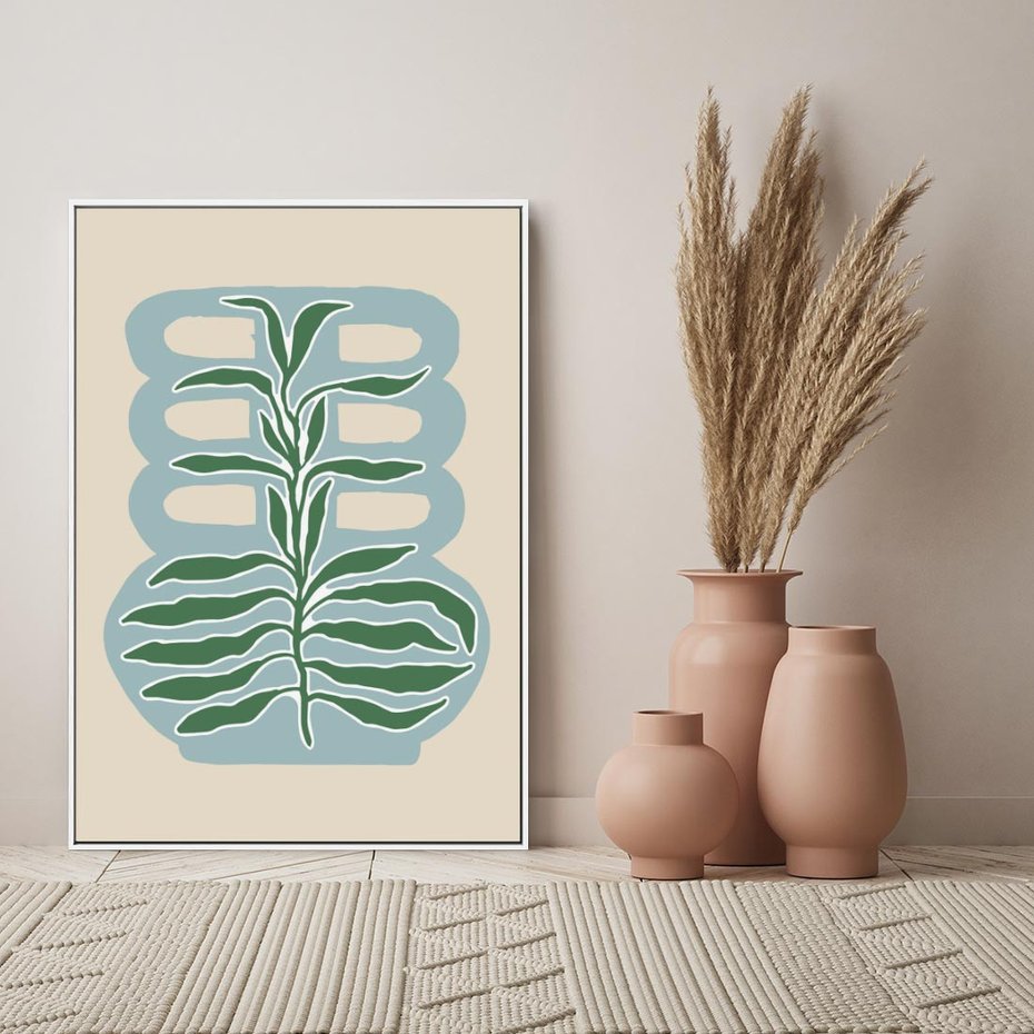 Obraz w ramie 50x70 - Wewnętrzne Spektrum - boho styl, wazon - rama biała