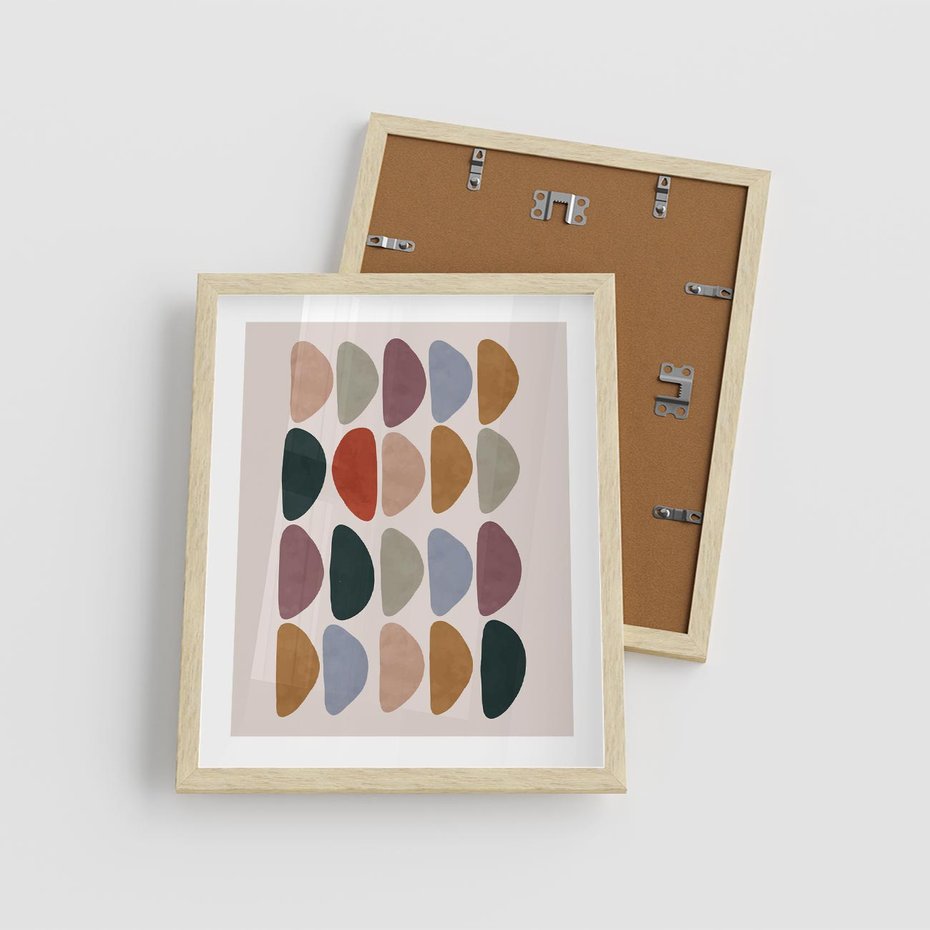 Plakat w ramie 40x50 - Granice Boho - abstrakcyjny obraz, geometryczna kompozycja - rama drewno