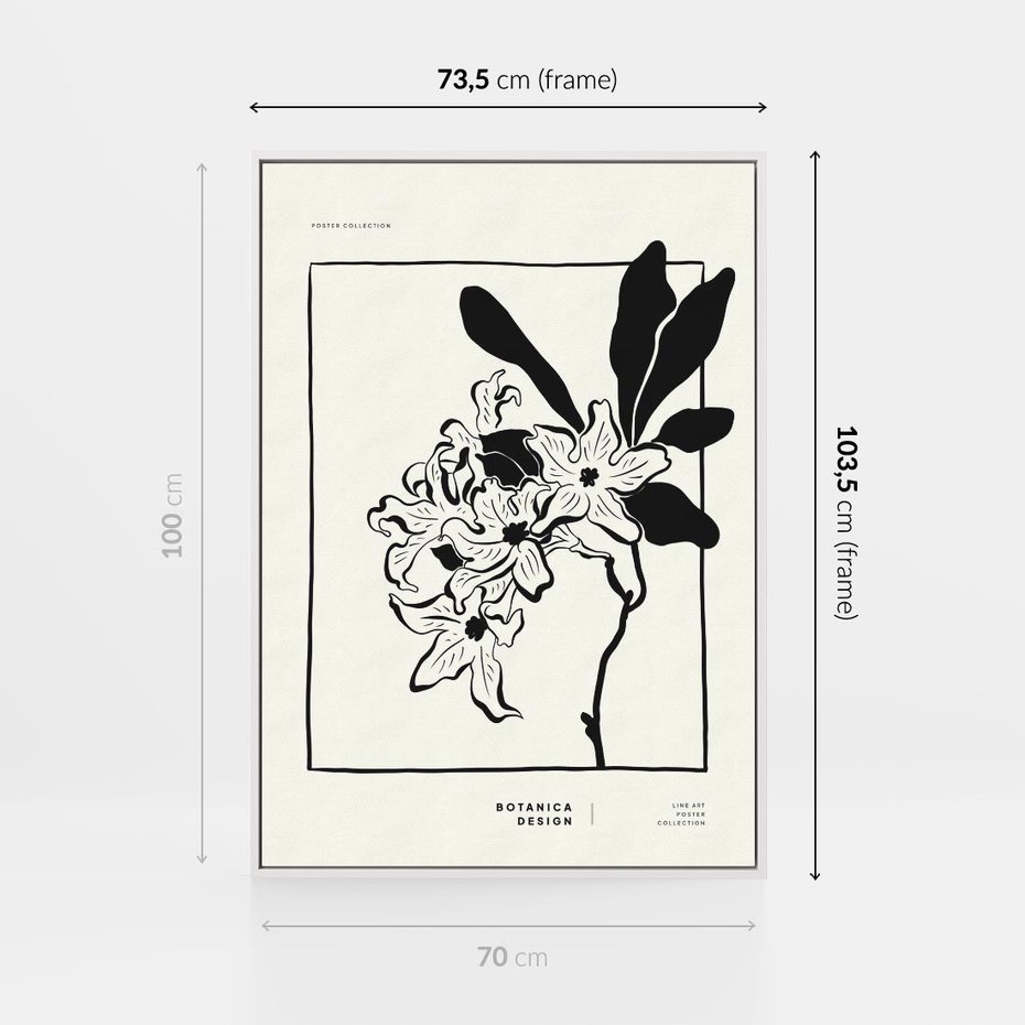 Obraz w ramie 70x100 - Kwiatowe przestrzenie - kwiat, grafika - rama biała