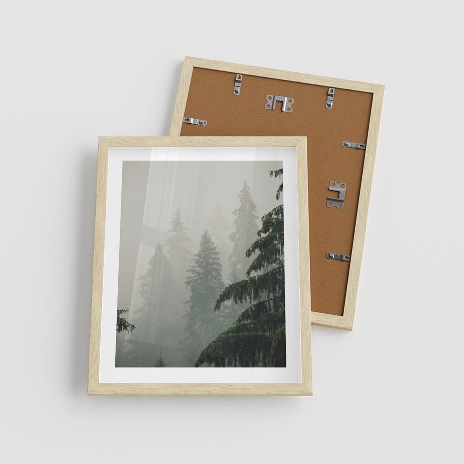 Plakat w ramie 40x50 - Mglista przemiana lasu - las, mgła - rama drewno