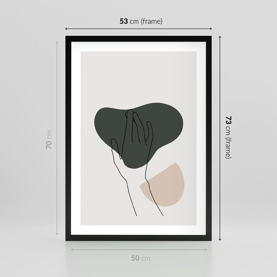 Plakat w ramie 50x70 - Bezczasowe Echo - szkic jedną linią, one line - rama czarna