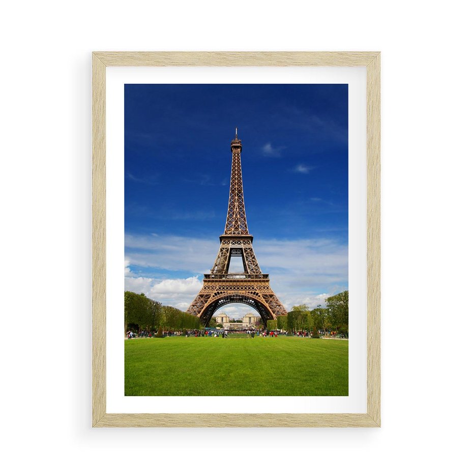 Plakat w ramie 50x70 - Eiffla: symbole Paryża - Eiffla, Paryż - rama drewno