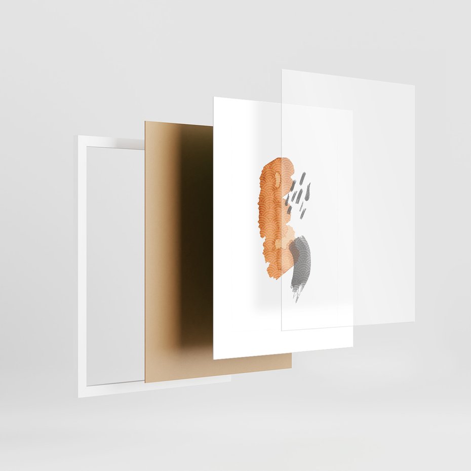 Zestaw obrazy w ramie 50x70 galeria - Japońska, abstrakcja, minimalizm - rama biała