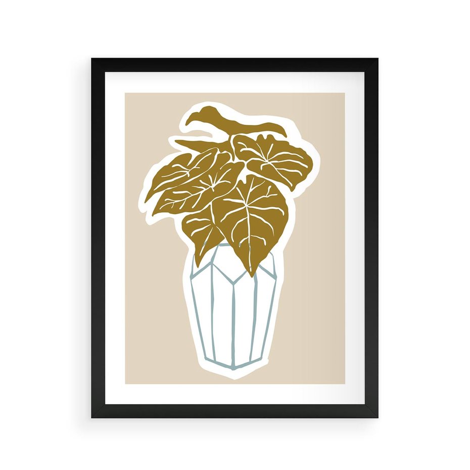 Plakat w ramie 40x50 - Bezgraniczne Marzenia - nowoczesna kompozycja, liście monstery w wazonie - rama czarna