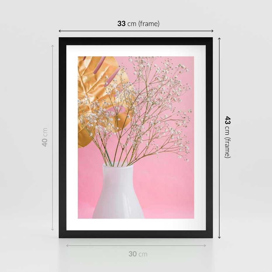 Plakat w ramie 30x40 - Przyjemność Złotej Natury - złote, liście - rama czarna