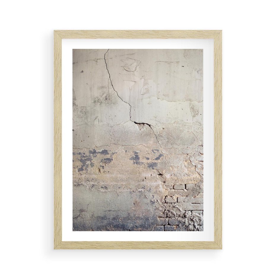 Plakat w ramie 50x70 - Surowość ściany z betonu - ściana, beton - rama drewno