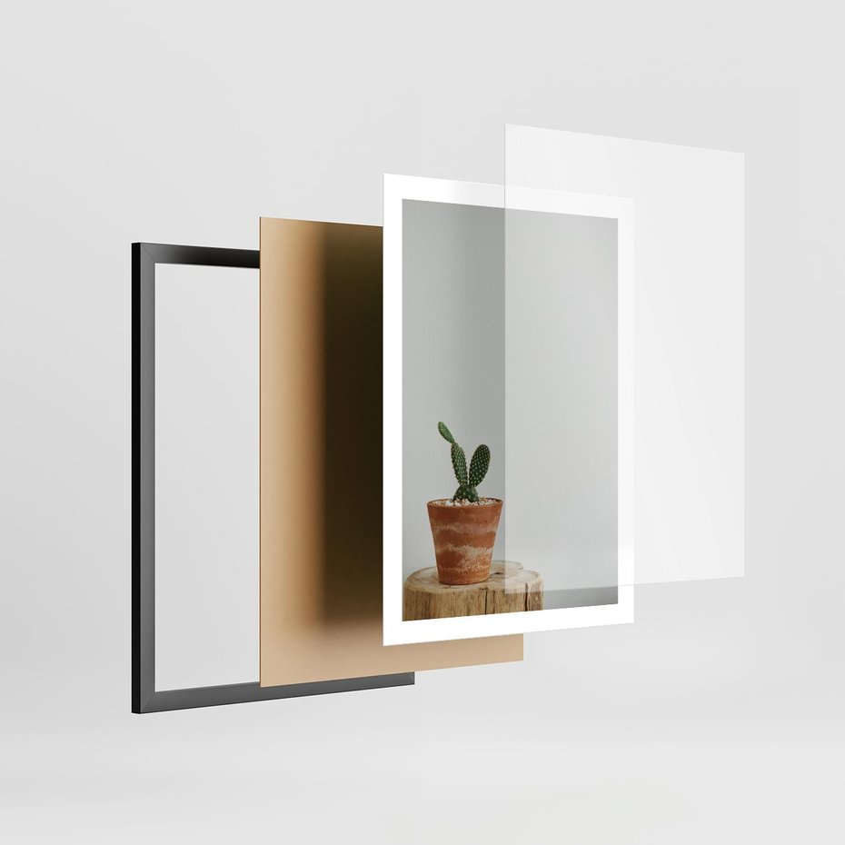 Plakat w ramie 50x70 - Kaktus w Doniczce - minimalizm, kaktur w doniczce - rama czarna