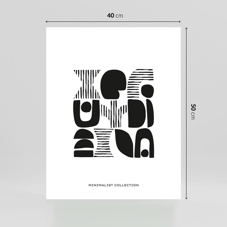 Plakat bez ramy 40x50 - Taniec Dziwacznych Kresek - minimalistyczny plakat, czarno biały