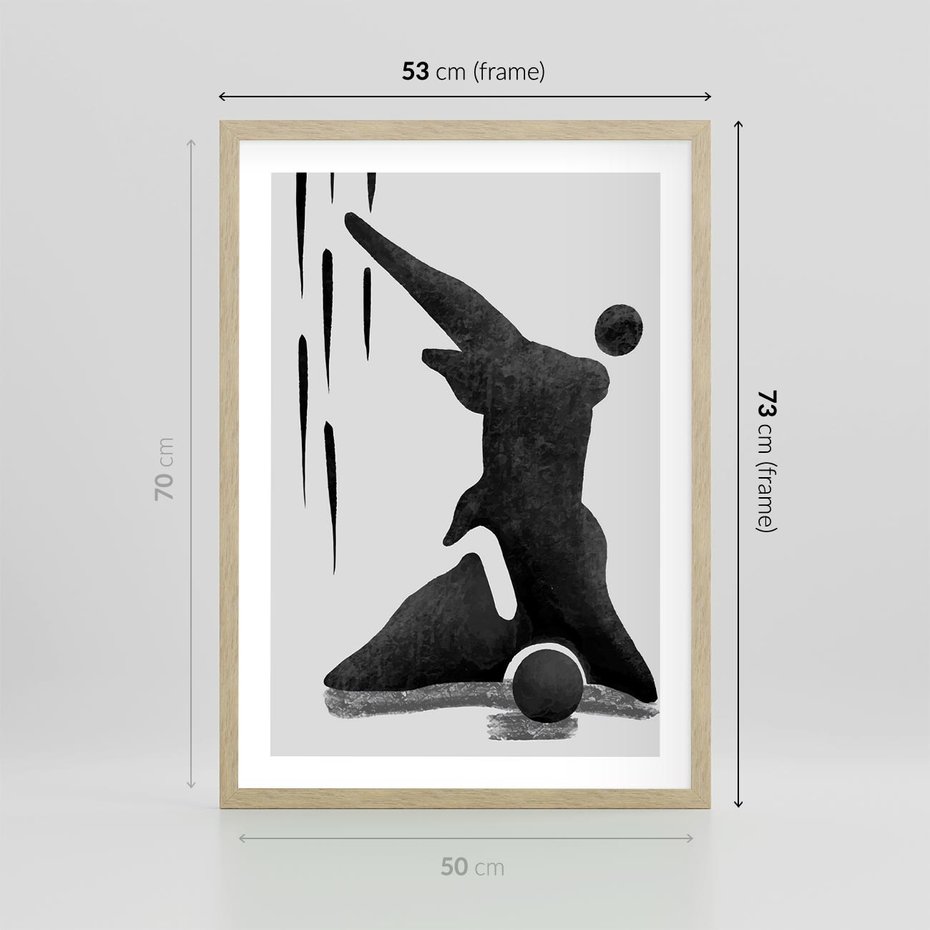 Plakat w ramie 50x70 - Czarno-Biała Grafika Postaci - nowoczesna grafika, plakat - rama drewno