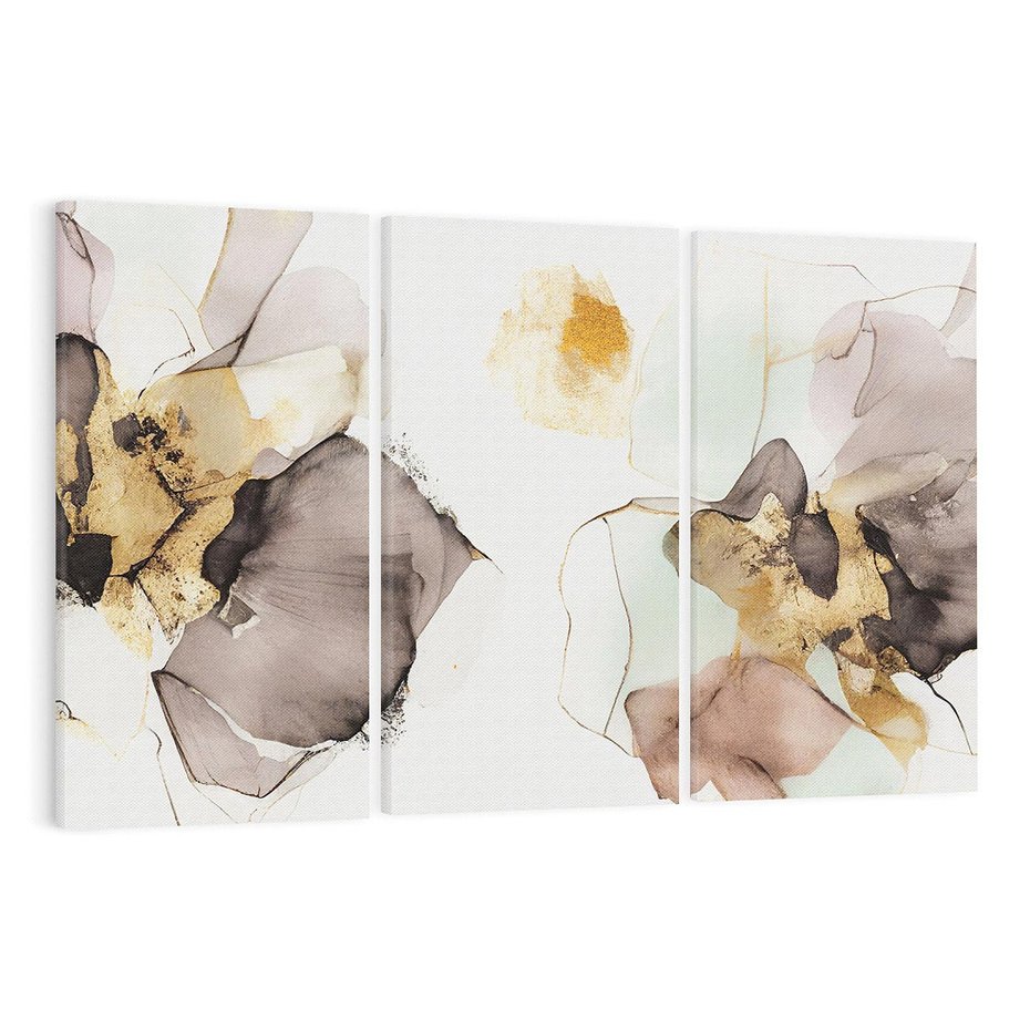 Obraz na płótnie 120x80 - Nowoczesne Elegancje - akwarela, złote linie i plamy