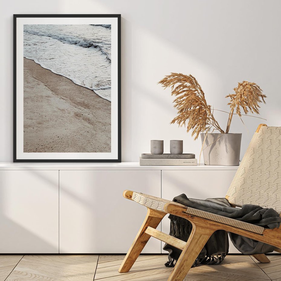 Plakat bez ramy 40x50 - Brzeg Morza: Malownicza Plaża i Fale - morze, plaża