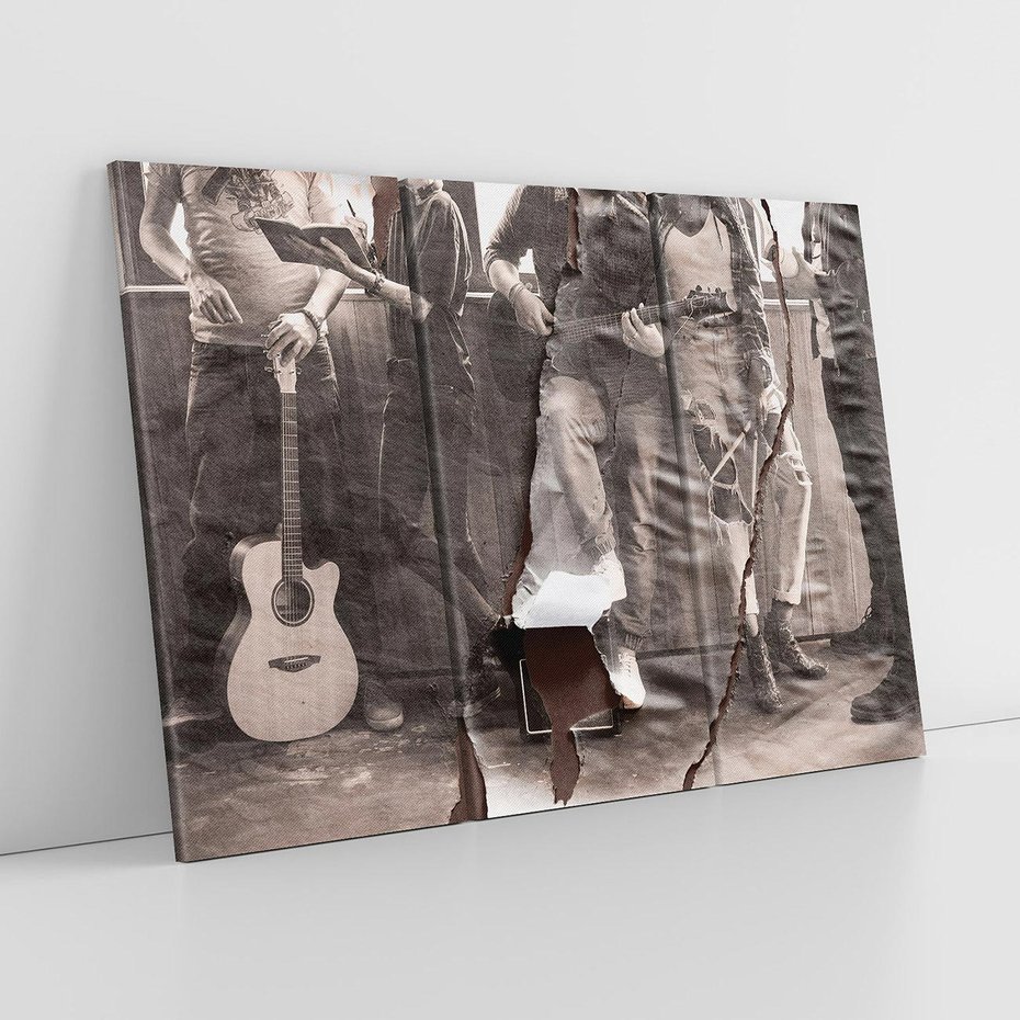 Obraz na płótnie 120x80 - Dźwięki Minionej Ery - postarzona fotografia retro, podarta fotografia