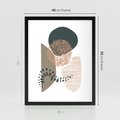 Plakat w ramie 40x50 - Harmonia Akwarelowych Przestrzeni - abstrakcyjna kompozycja z kropek kresek i kółek, odcienie brązu i beżu - rama czarna