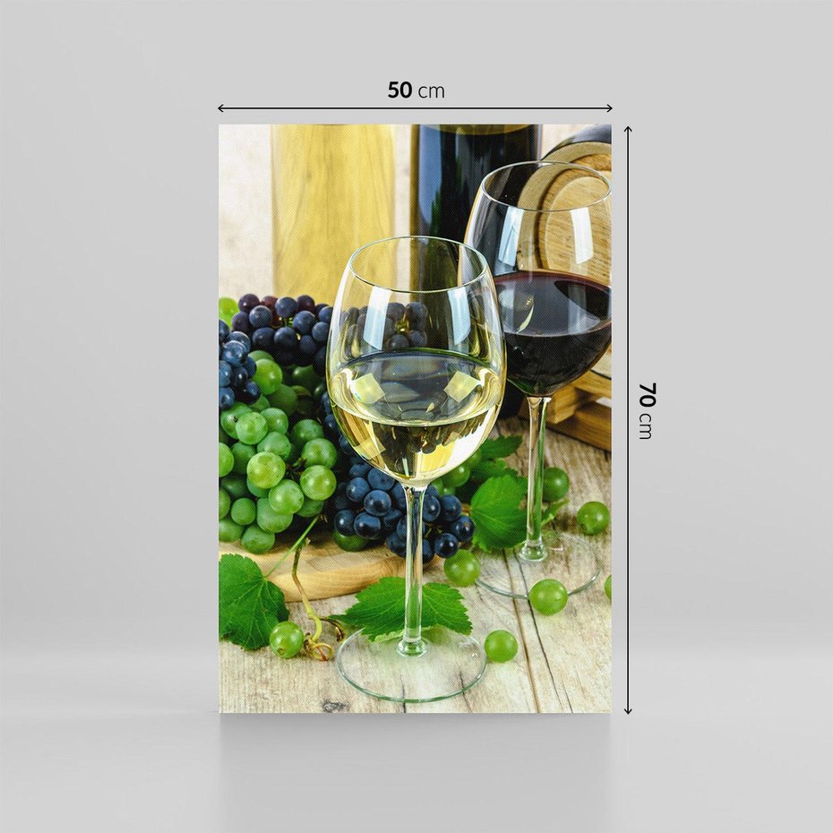 Obraz na płótnie 50x70 - Wino winogrona i kieliszki - wino, winogrona