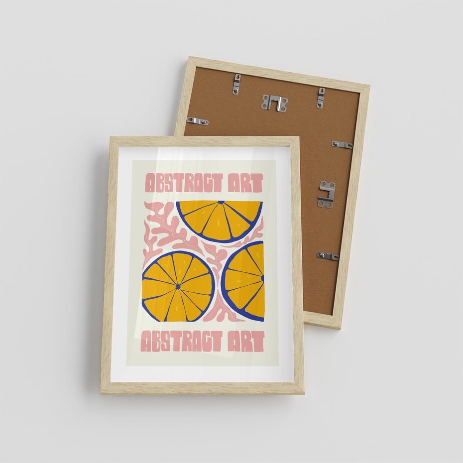 Plakat w ramie 30x40 - Podróżne Wizje - typografia, cytryny - rama drewno