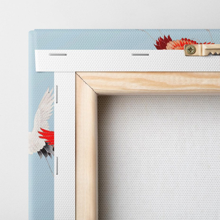 Obraz na płótnie 100x50 - Eteryczne Żurawie - lecące żurawie, orientalna sztuka