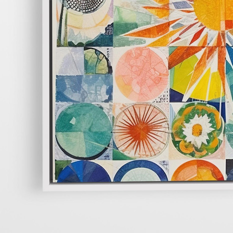 Obraz w ramie 50x50 - Rozkwitające Wzory Abstrakcji - abstrakcyjny obraz, mnogość kolorów - rama biała