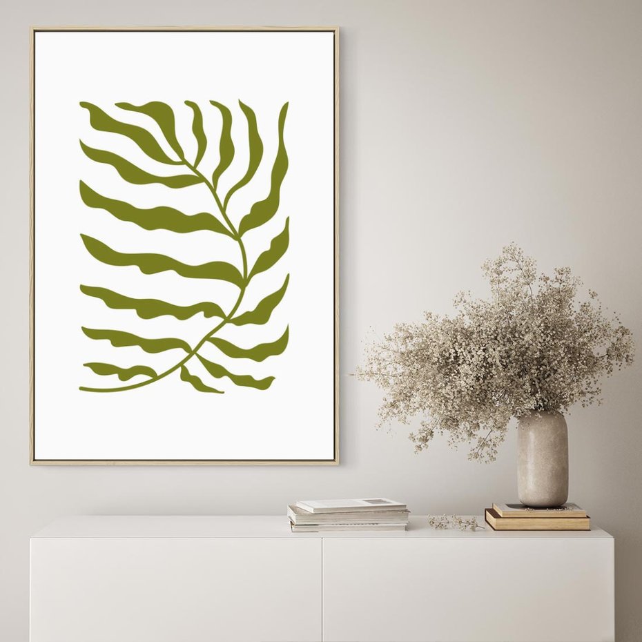 Obraz w ramie 80x120 - Rytmy Chaosu - roślina, gałązka - rama drewno