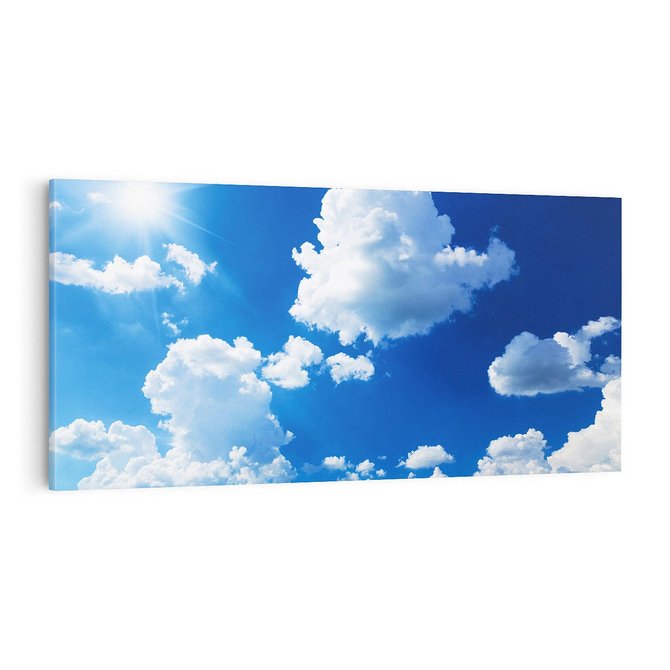 Obraz na płótnie 100x50 - Niebiańska panorama: Słońce, niebo i chmury - niebo, słońce