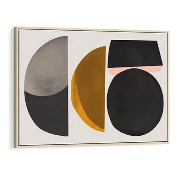 Obraz w ramie 100x70 - Tajemnice sztuki odkryte - geometryczne półkola, kształty - rama drewno