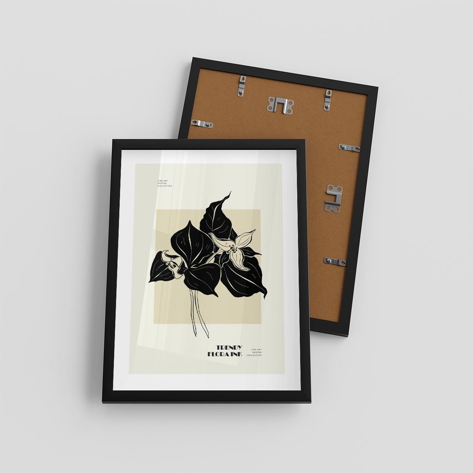 Plakat w ramie 30x40 - Ekspresja w szkicowanych kształtach - kwiaty, typografia - rama czarna