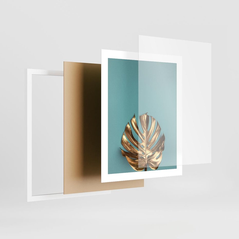 Plakat w ramie 40x50 - Piękno Natury - złote, liście - rama biała