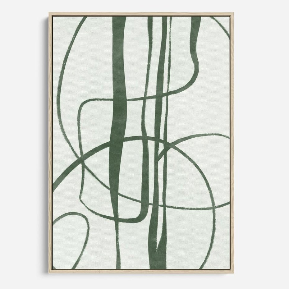 Obraz w ramie 80x120 - Zielony Spokój - zielona abstrakcja, spokojny plakat - rama drewno