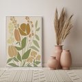 Obraz w ramie 50x70 - Beżowo i Roślinnie - nowoczesny plakat, roślinność - rama biała