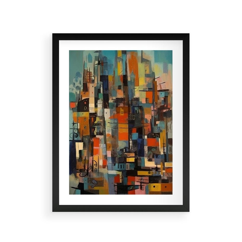 Plakat w ramie 30x40 - Zaklęte Odbicia Nienormalności - styl mid century, nowoczesna sztuka - rama czarna