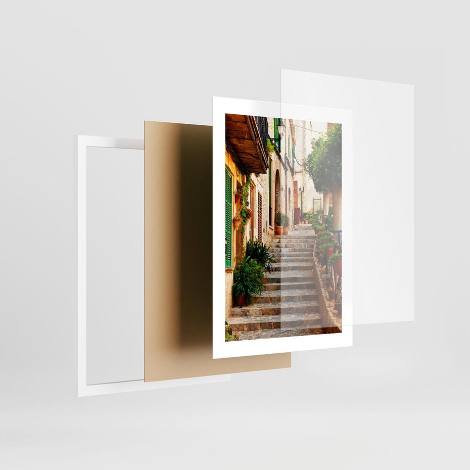 Plakat w ramie 30x40 - Uroczysta perspektywa uliczki - uliczka, perspektywa - rama biała