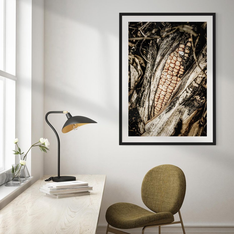 Plakat w ramie 30x40 - Kukurydza w Jesiennej Scenie - kukurydza, jesień - rama czarna