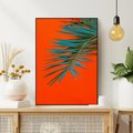 Obraz w ramie 70x100 - Egzotyczny Urok - liście, palma - rama czarna