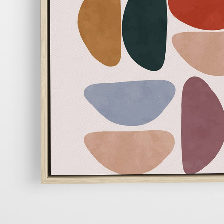 Obraz w ramie 50x70 - Kolorowe Echo Boho - abstrakcyjny obraz, geometryczna kompozycja - rama drewno