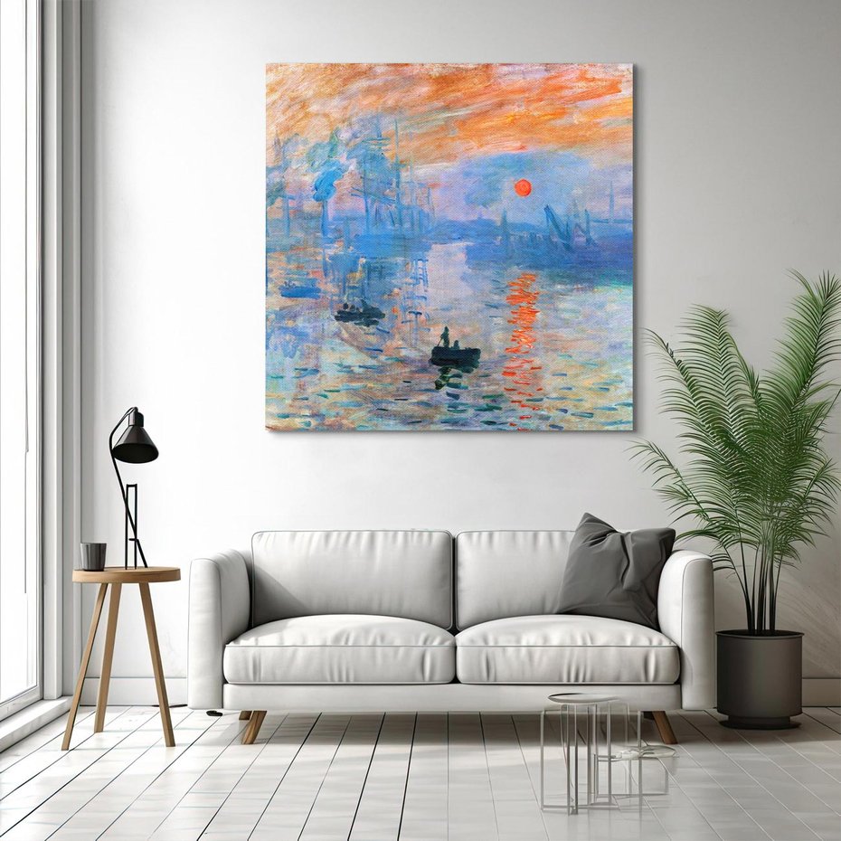 Obraz na płótnie 60x60 - Impresja Wschód Słońca 1872, Claude Monet - Reprodukcja - reprodukcja, obraz na płótnie