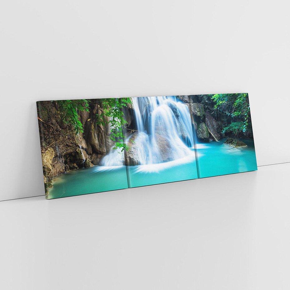 Obraz na płótnie 150x50 - Tajlandia: wodospad w zielonym lesie - Tajlandia, wodospad
