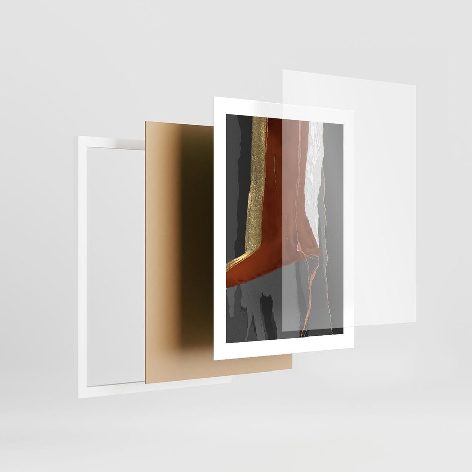 Plakat w ramie 30x40 - Abstrakcyjna impresja - abstrakcja, nowoczesny - rama biała
