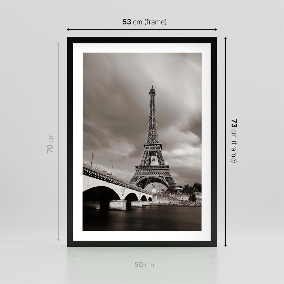 Plakat w ramie 50x70 - Mgiełka Eiffla - Paryż, Eiffla - rama czarna