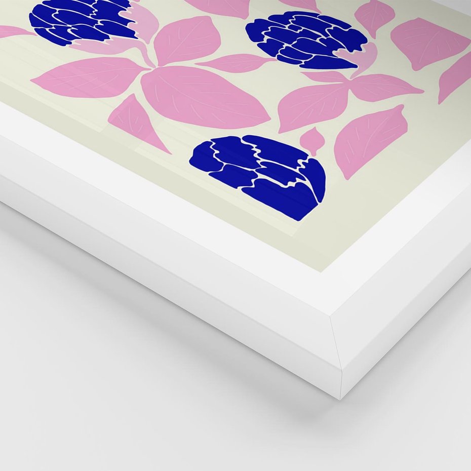 Plakat w ramie 30x40 - Impresje deszczu - nowoczesna kompozycja, kwiaty - rama biała